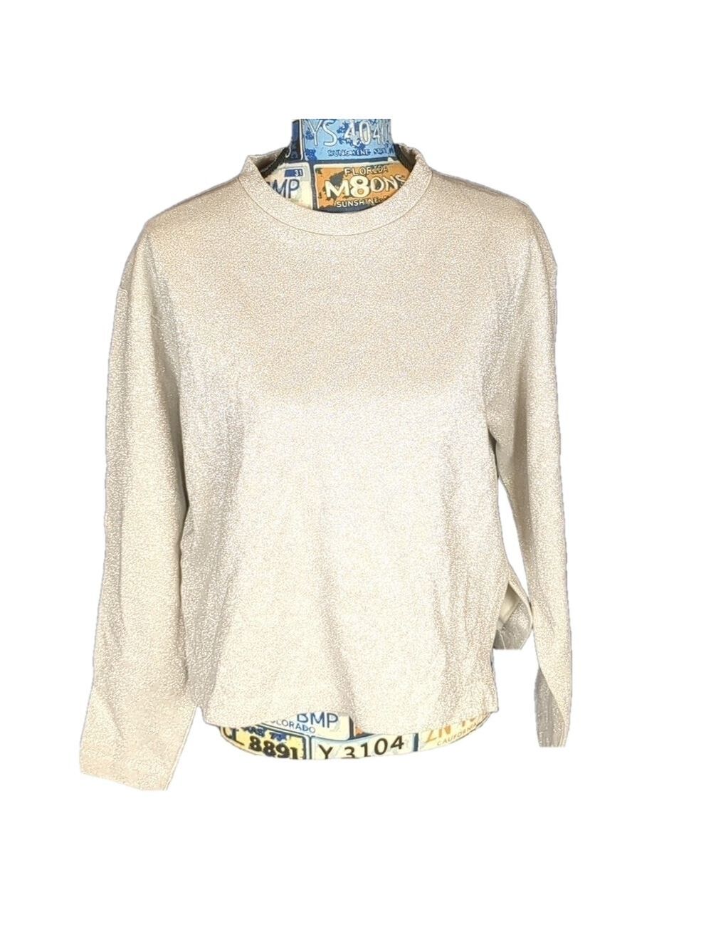 & other stories silver glitter long sleeve top size 4